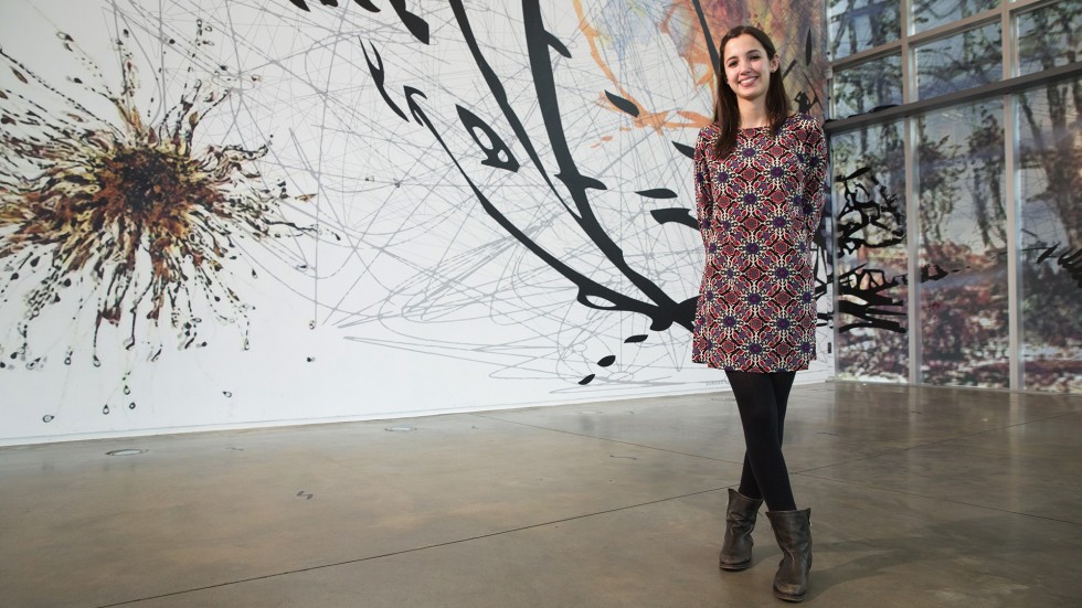 Photo of Jessie Lebowitz ’15 at her internship with the Institute of Contemporary Art