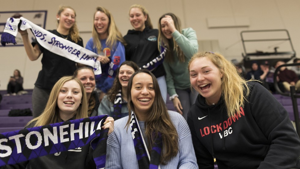 Photo of students at basketball game