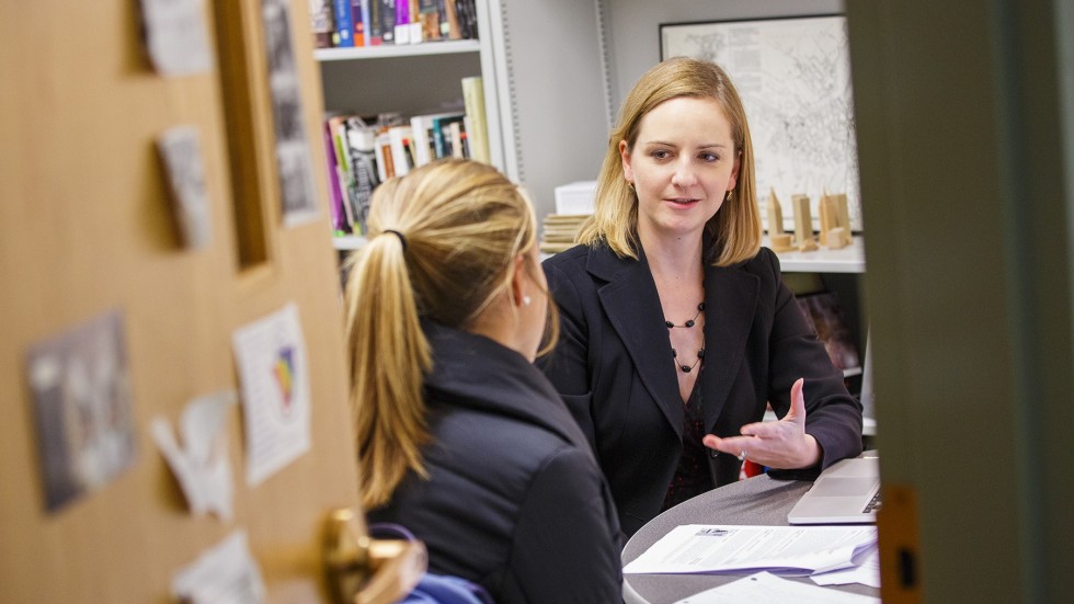 Professor Scales advising a student