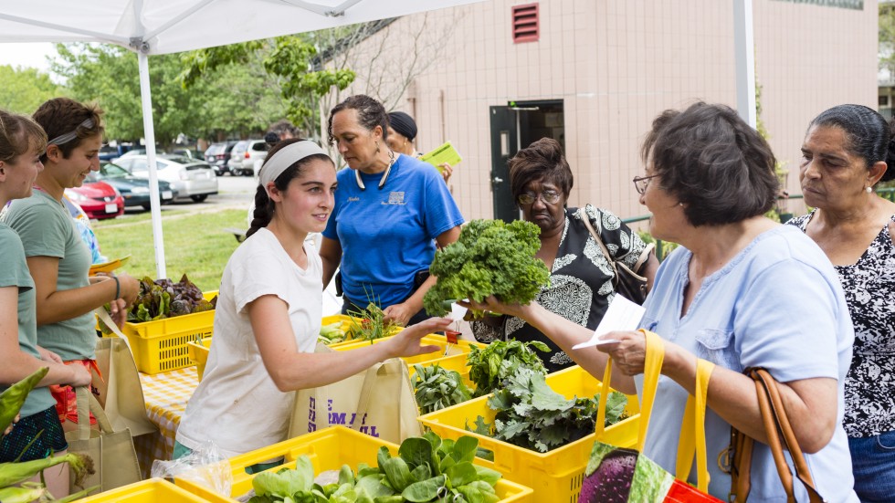 Students at Mobile Market