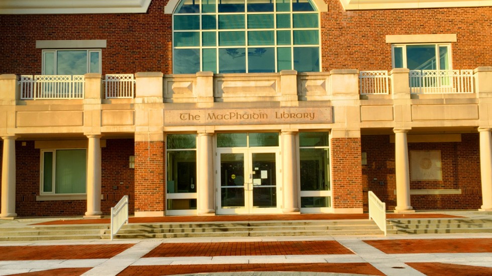 closeup of front of library