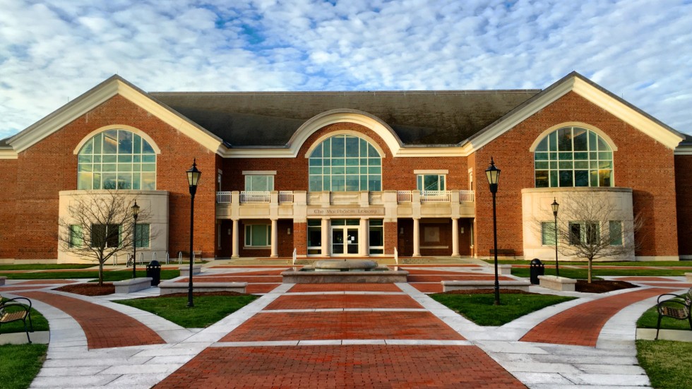 front of library