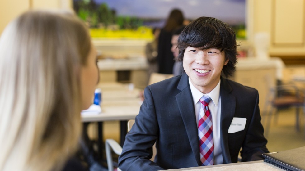 Student in an interview