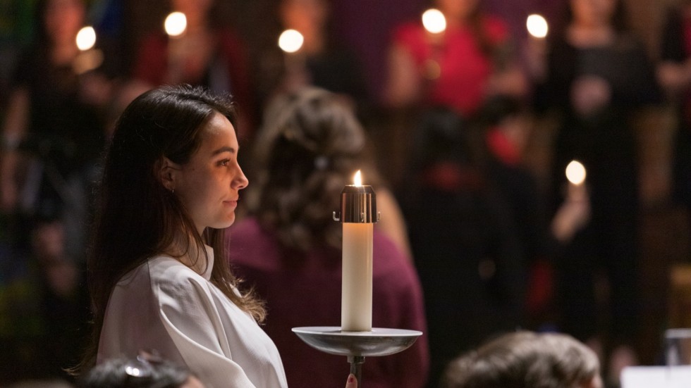 Photo from Lessons and Carols student carrying candle