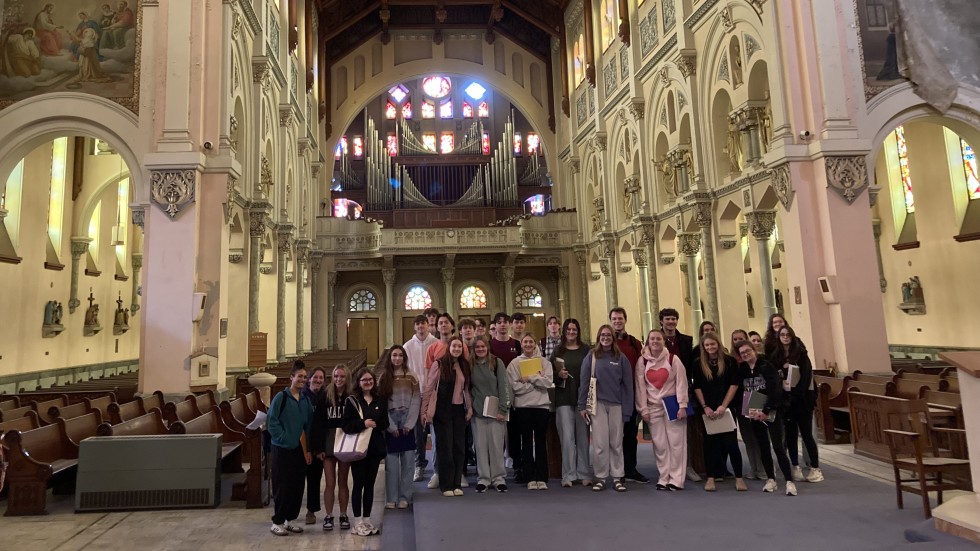 Students enrolled in the Virgin Mary course (RST303) visit to the Healing Shrine of St. Anne in Fall River.