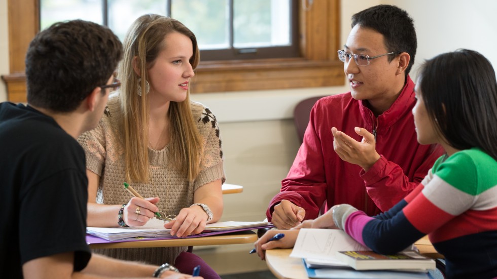 Students having discussion in class
