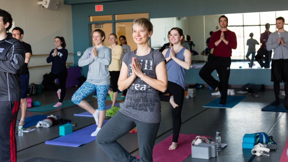 Group doing yoga