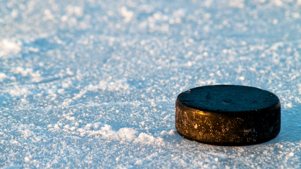 Hockey puck on ice