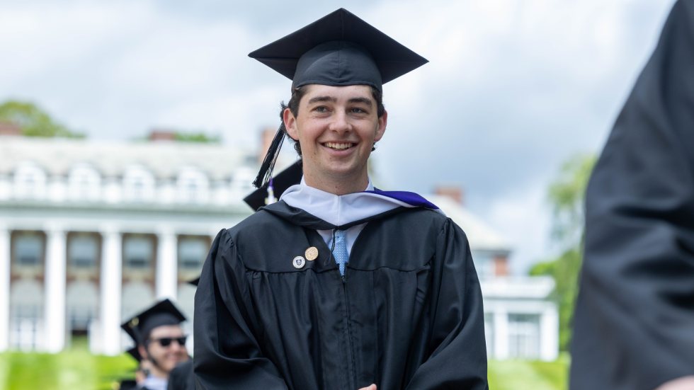 Graduate in cap and gown