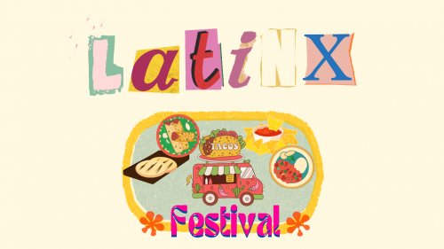 Latinx Festival Logo, with traditional latinx foods. 