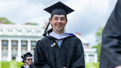 Graduate in cap and gown