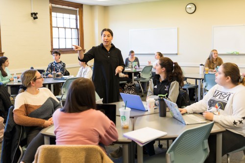 Rebecca Corso assistant professor of Education teaches class