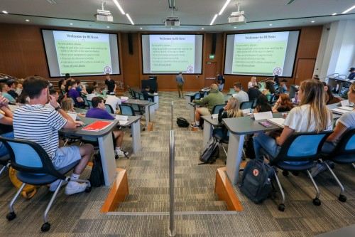 Students in Meehan auditorium