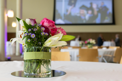 Flower arrangement on table in Shields Science Center