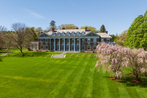 Aerial shot of Donahue Hall