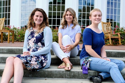 Professor Danielle Waldron, left, Megan Anderson ’22, center, and Jacquelin Sauer ’23