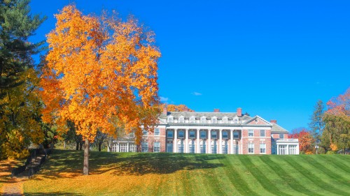 Donahue Hall in the fall