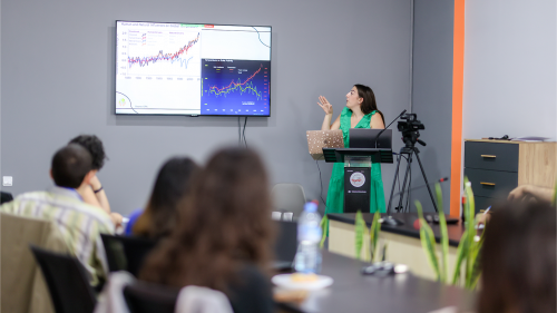 Amanda Goucher '24 presents at the “Local Roots of Global Peace: Junior Voices in Global Security and Human Rights” conference at the Eurasia International University campus in Yerevan, Armenia. 