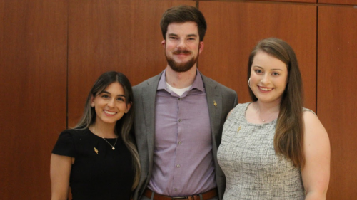 Members of Stonehill's chapter of Beta Gamma Sigma during an event held in 2022.