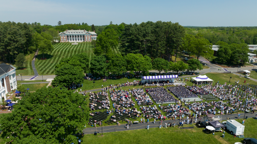 Aerial shot of 2022 Commencement.