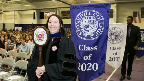 Professor Heather Bleakley leads the procession into Convocation