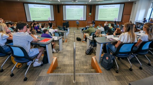 Students in Meehan auditorium