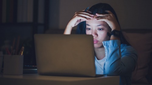 Girl studying on computer