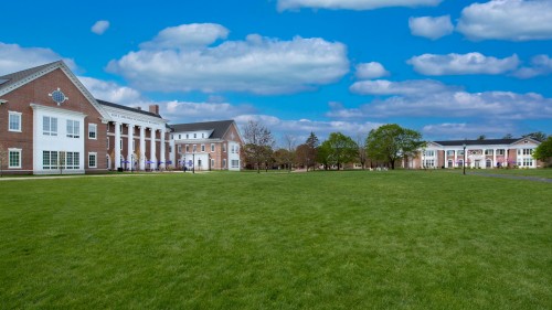 Quad, with views of Meehan and May Hall