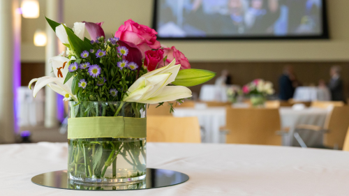 Flower arrangement on table in Shields Science Center