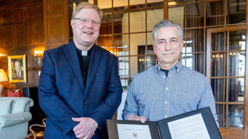 Rev. Kevin Spicer, C.S.C., & David Simon