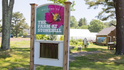 Sign at front entrance for The Farm at Stonehill