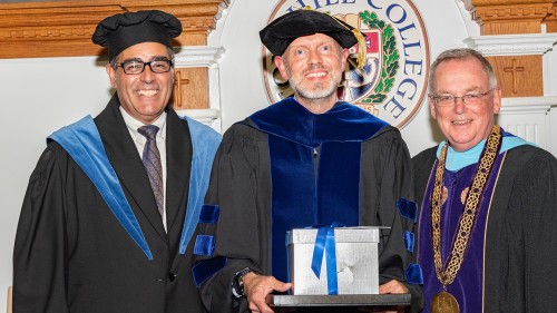 Timothy Woodcock accepts Hegarty Award