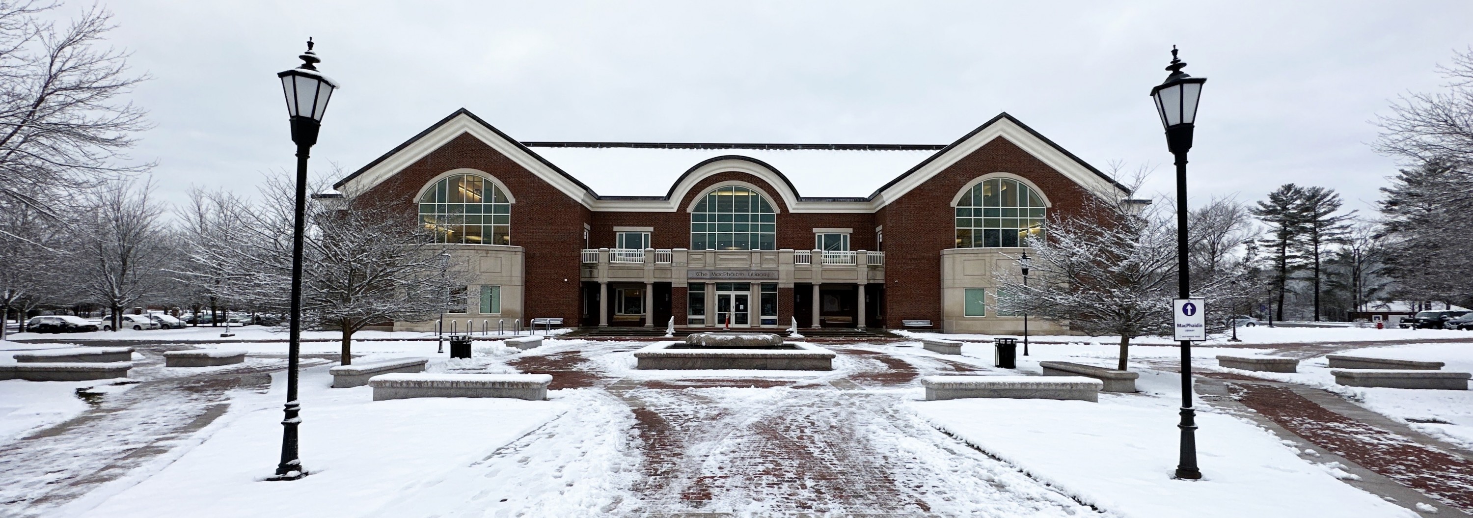 Snowy exterior of the library