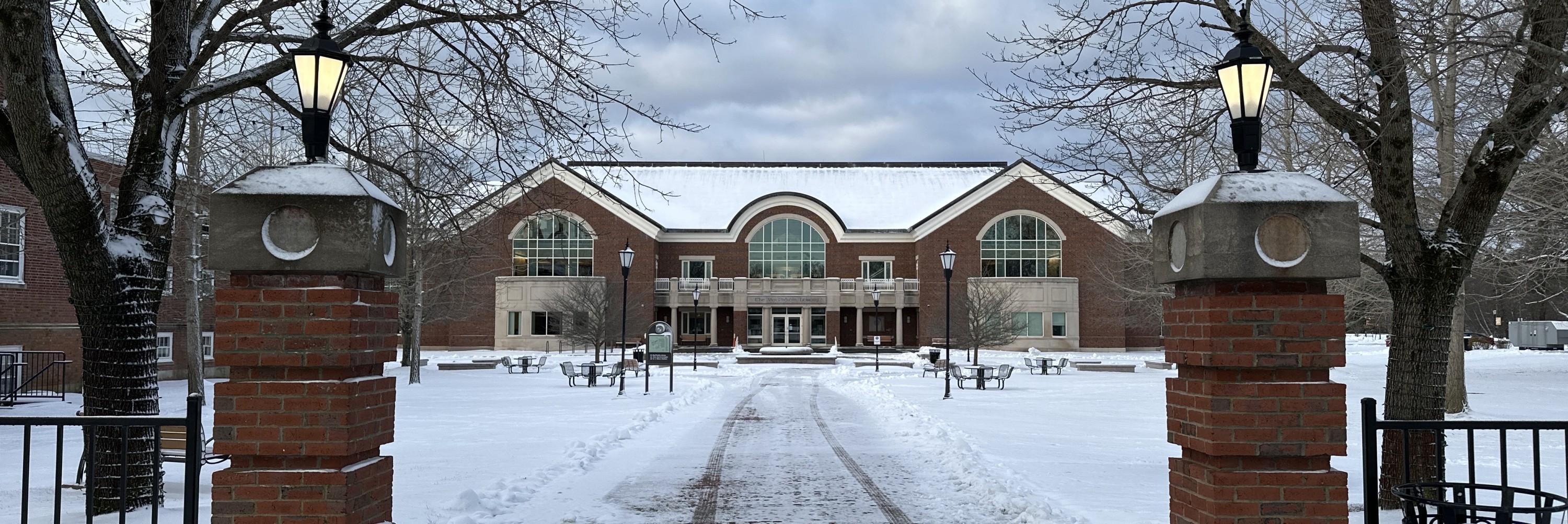 Exterior of library in the snow