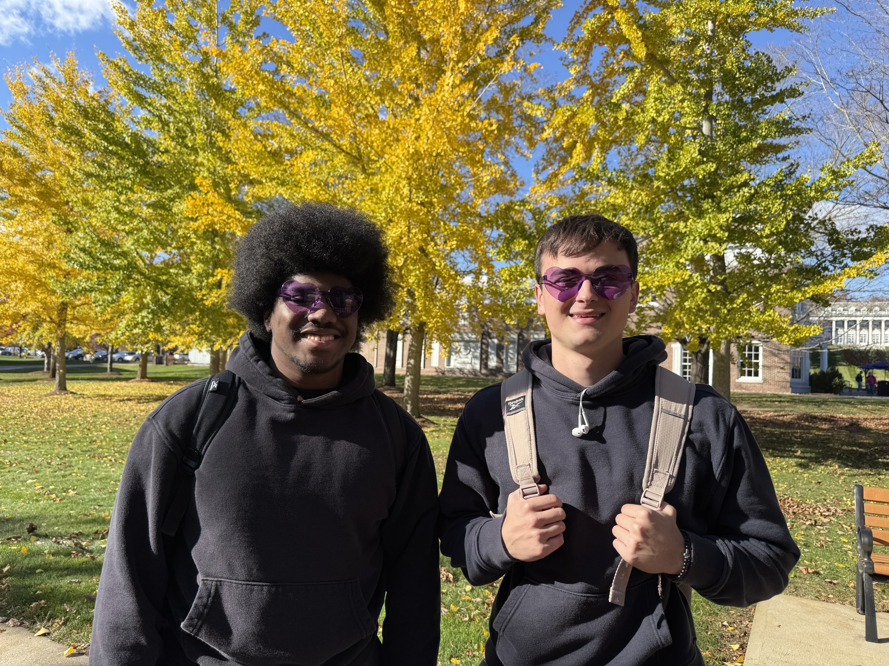 students wearing purple heart sunglasses