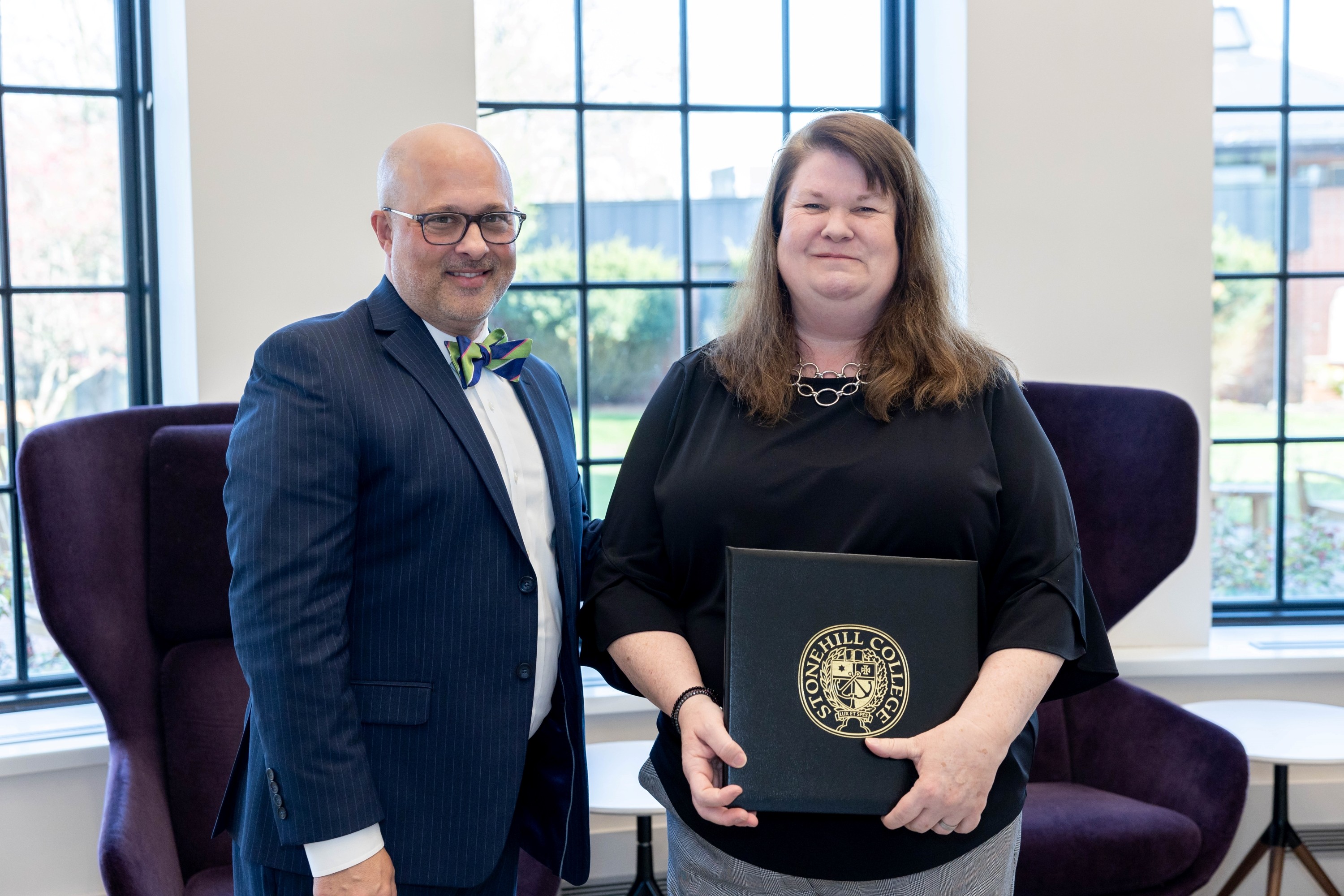 Vice President for Academic Affairs Peter Ubertaccio with Professor Jennifer Swanson