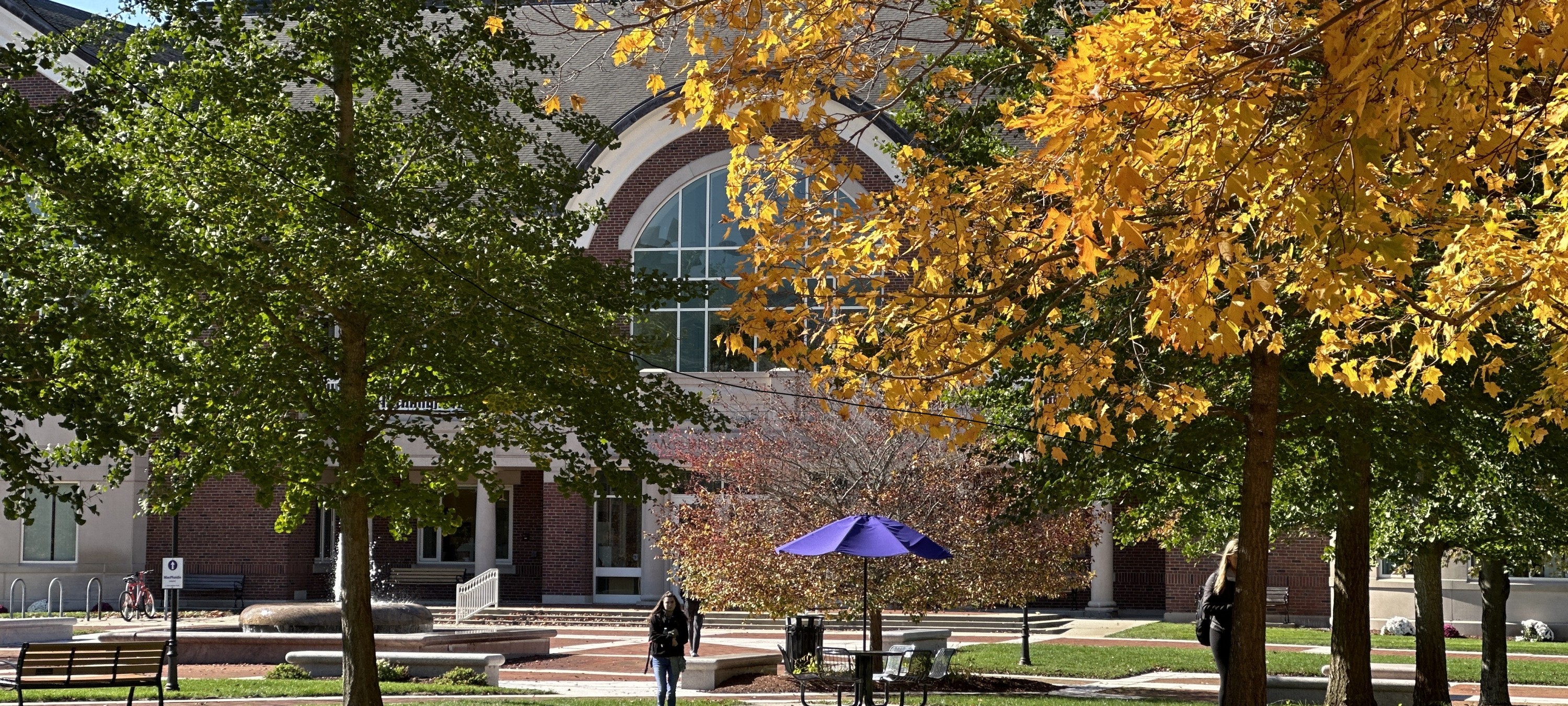 Library exterior with fall foliage