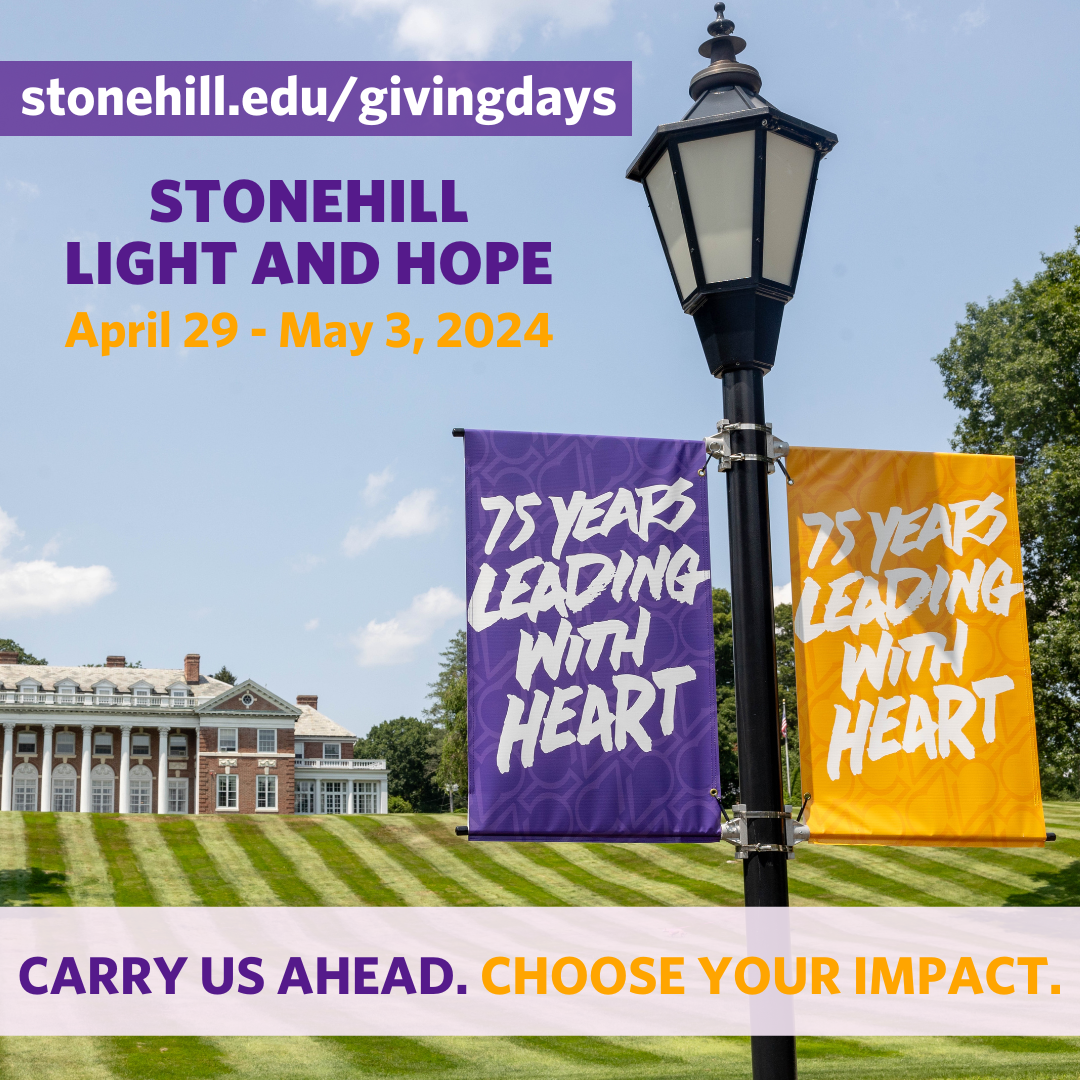 Aerial of campus Stonehill Day of Light and Hope Wednesday, June 7, 2023 www.stonehill.edu/givingday