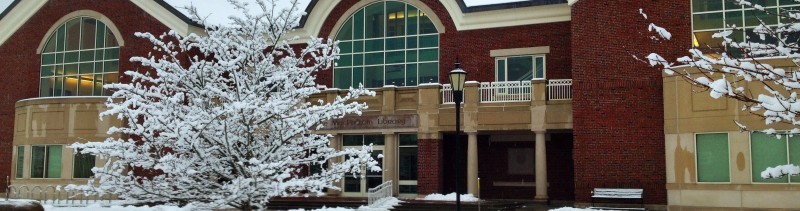 Front of the library in the snow