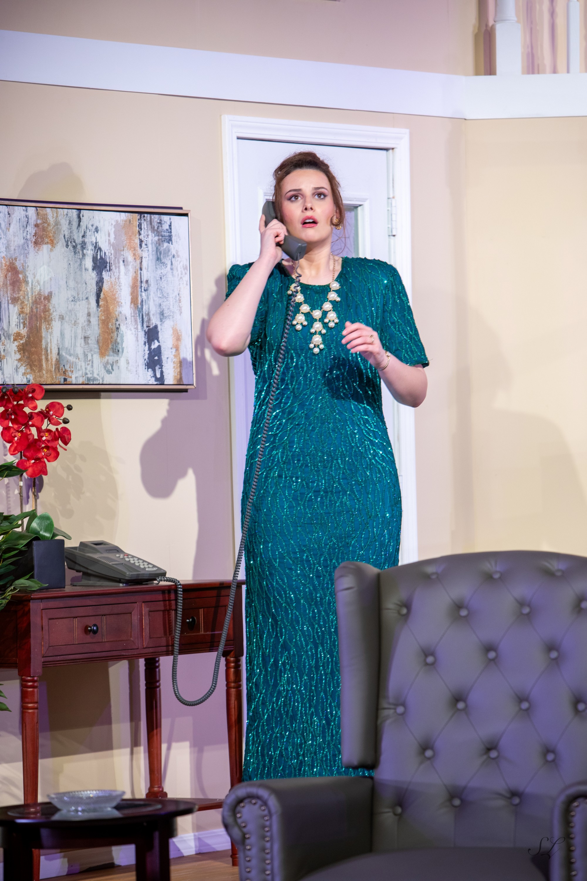 Actor on the phone on stage