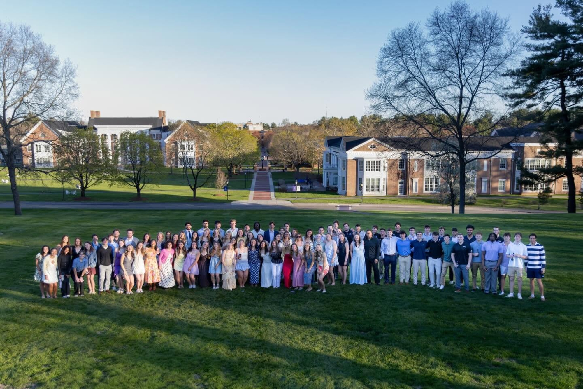 Group of student-athletes on Donahue Hill